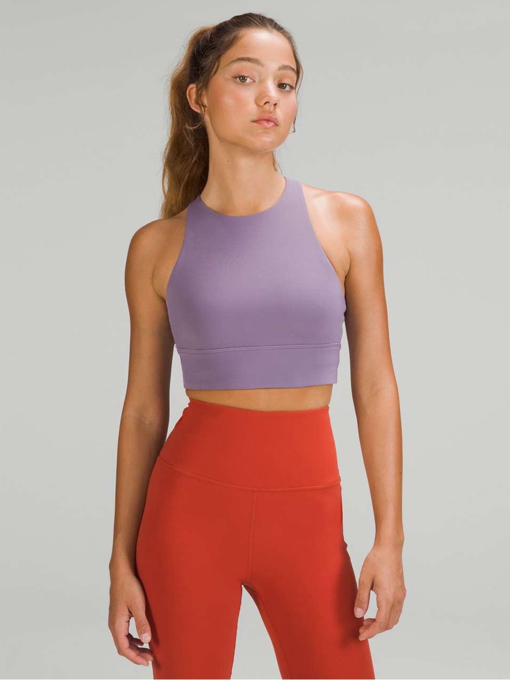 Lululemon Energy High-Neck Longline Tough Bra Size 4 Purple Ash